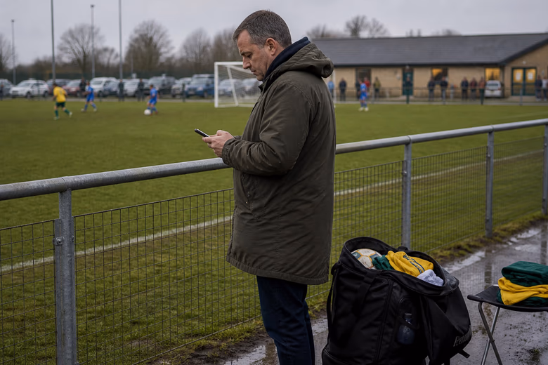 Parent supporting grassroots football from the touchline
